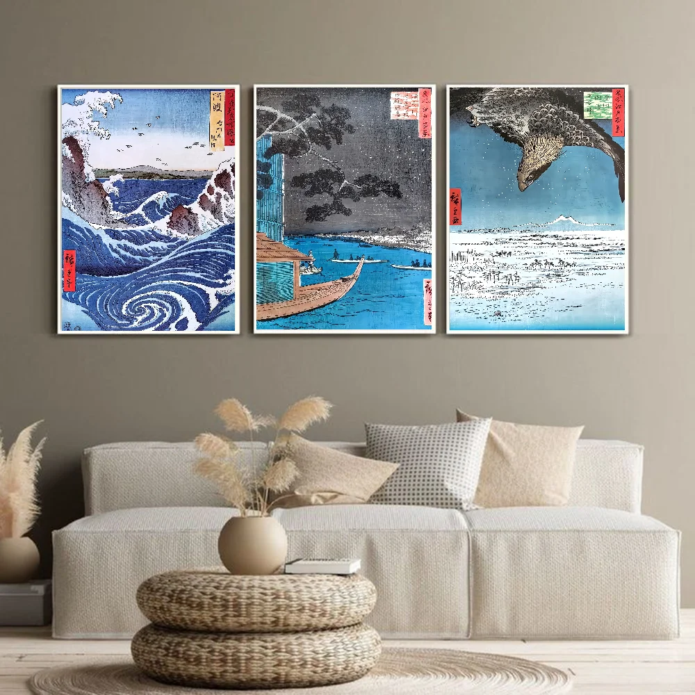 1 قطعة نمط Ukiyo-e الياباني الرجعية عالية الجودة طباعة ملصق مقاوم للماء جدار الفن الفيلم الملصقات لغرفة المعيشة غرفة الرجعية ديكور #4