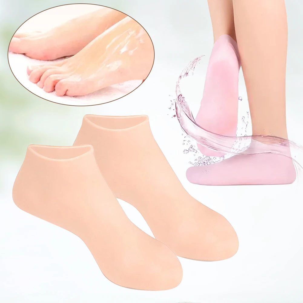 1Pair Silicone Moisturizing Socks Anti Cracking Preventing Dryness Protector Pain Relief Anti-Slip Foot Care Tools