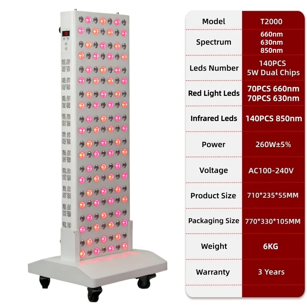 EU Stekker 630nm 660nm 850nm Near Infrared Therapie Licht LED Beauty Apparaten Dubbele chips LED Rood Licht Therapie Paneel Voor Gezicht & Lichaam