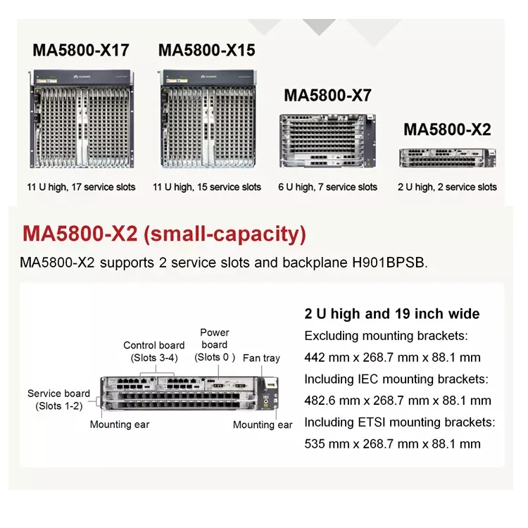 AC 19 inch   10GE OLT For  MA5800X2   Fiber Optic  equipment  OLT  with olt chassis