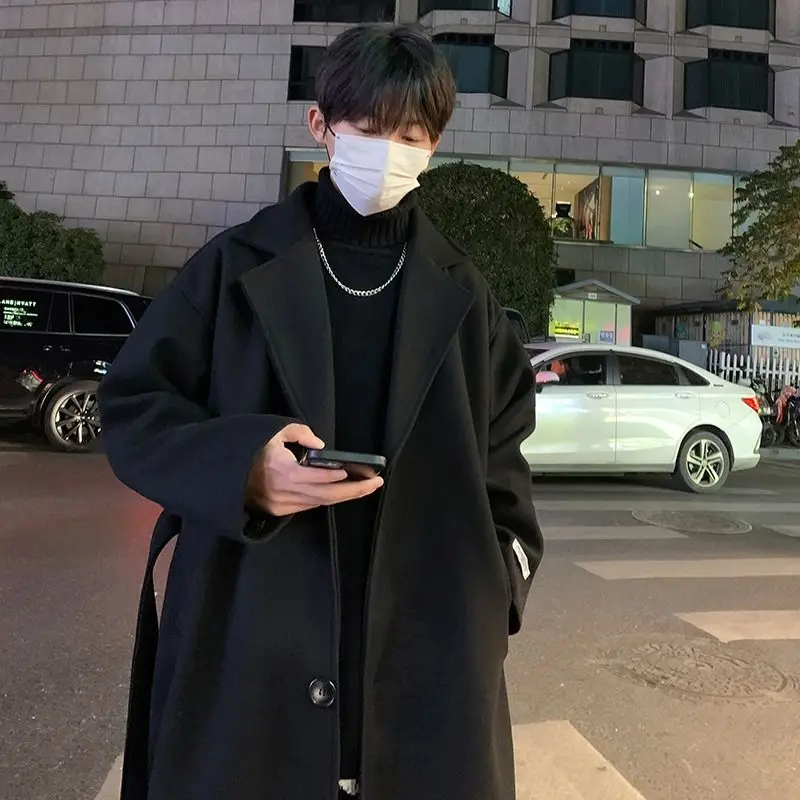 الرجال كسول Sle الكورية Faion تنوعا فضفاض منقوشة الصوفية Jaet أعلى ربيع الخريف نظام الملح ملابس خارجية معطف عصري