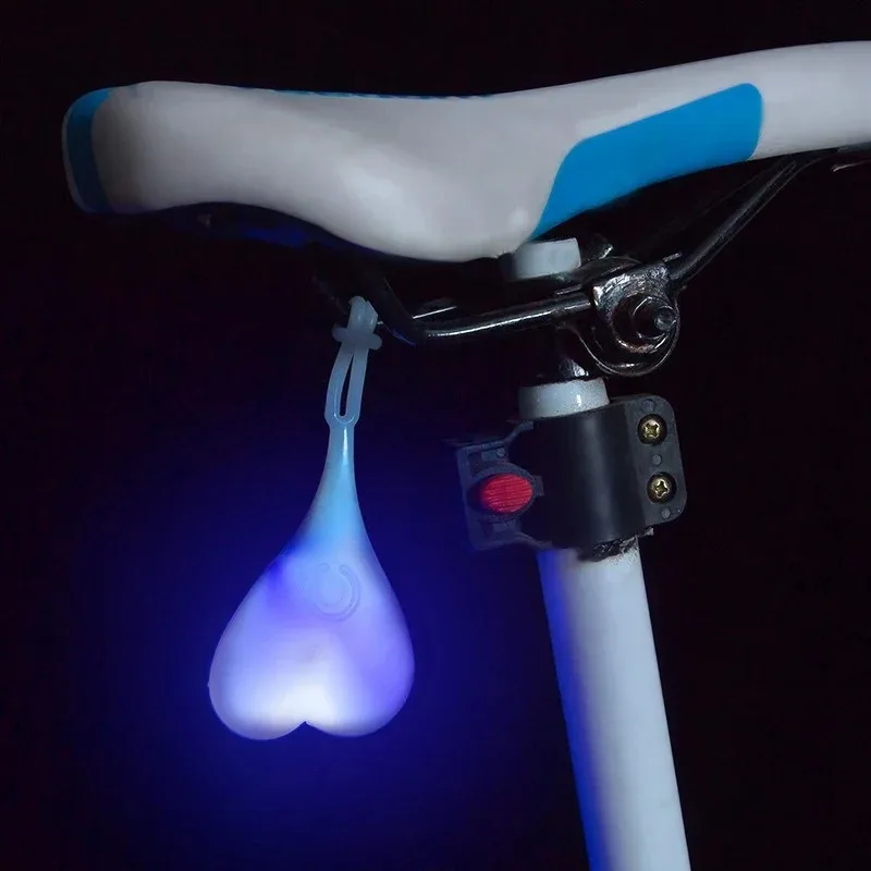 Silicone flexível levou lâmpada de advertência para bicicleta, volta e luz traseira, coração-como, ovo-como, decorativo, seguran