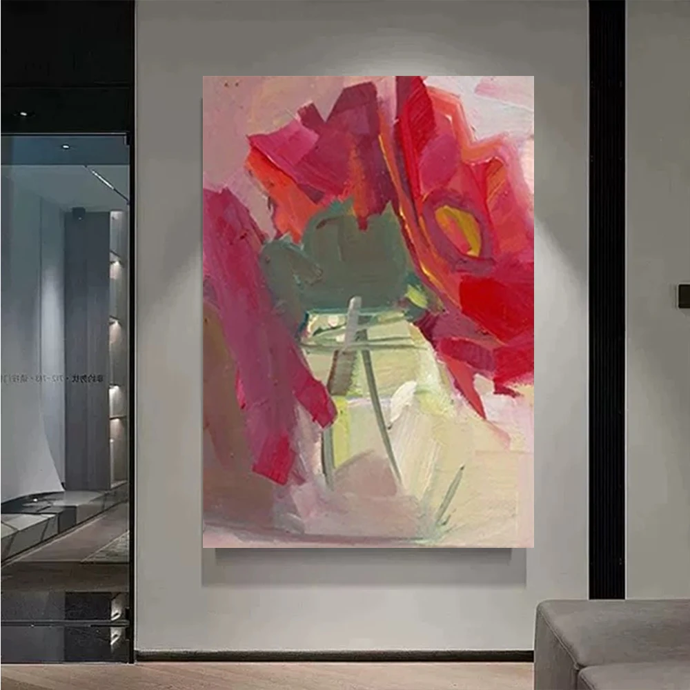 100% Hand Painted Flower oil painting Wall Decor Canvas Art 3d Textured Knife Beautiful Flower Painting for home Acrylic Artwork