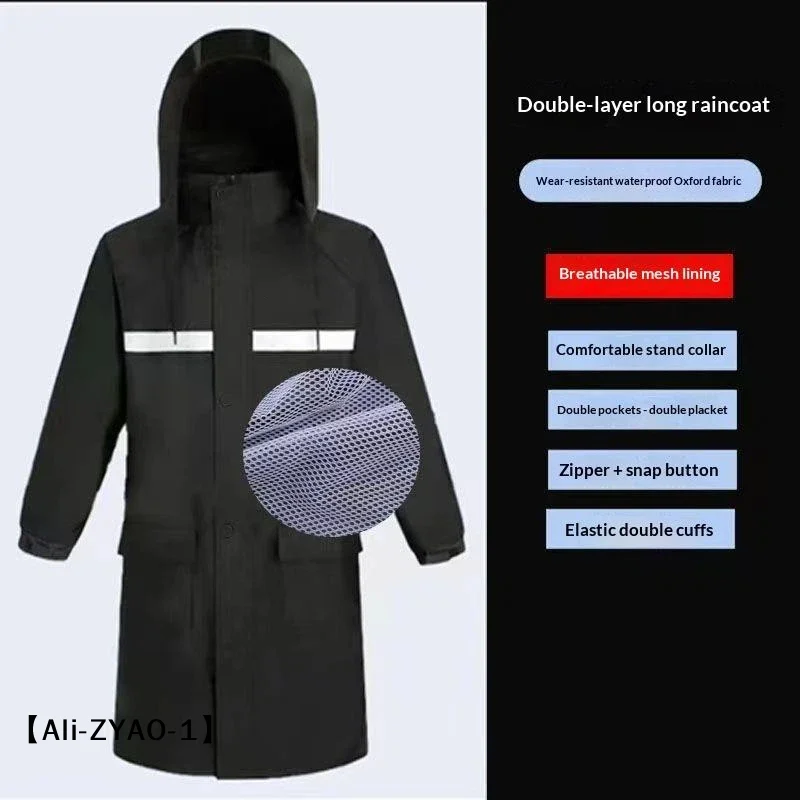 【O】Thicken Hooded Raincoat for Electric Bicycle Motorcycle Reflective Split, Takeaway Riding Storm Camping Outdoor