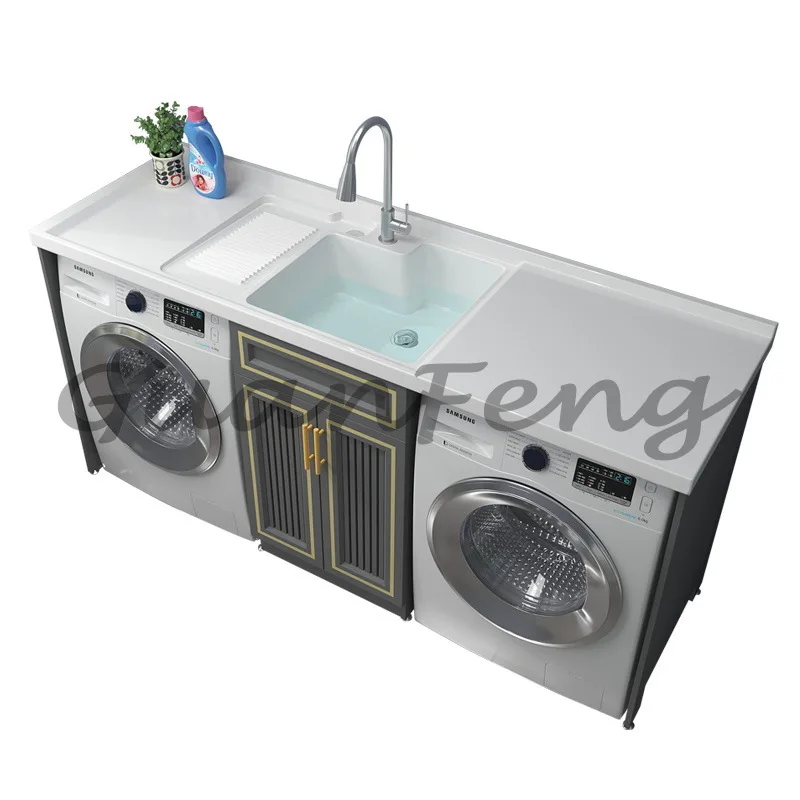 Double washing machine combined balcony flat dryer cabinet drum integrated laundry pool basin bathroom