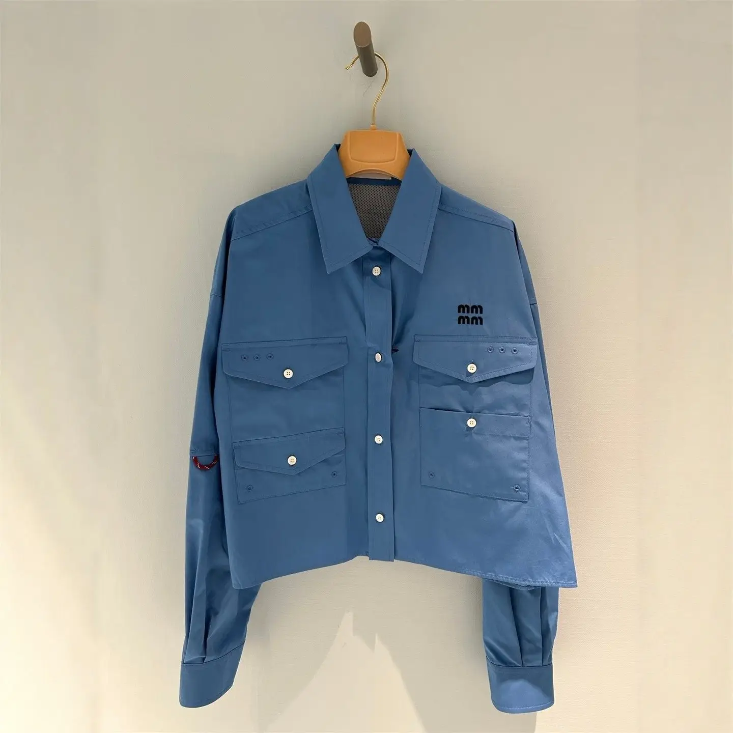 

2026 Early Spring New Arrival Cargo Style Blue Long Sleeve Lapel Shirt