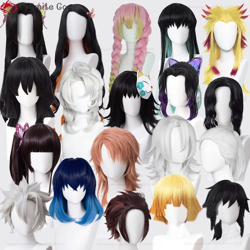 High Quality Anime Uzui Tengen Kochou Kanae Kamado Nezuko Kanroji Mitsuri Rui Hashibira Inosuke Sabito Cosplay Wig