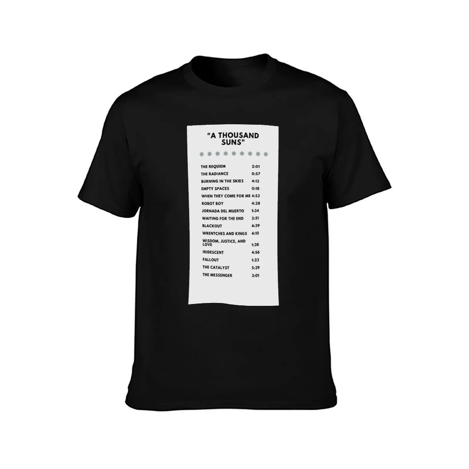 A THOUSAND SUNS CARTOON RECEIPT T-Shirt, Summer Casual Cotton Tee, Oversized Streetwear Tops, Vintage Graphic Print, 100% Cotton