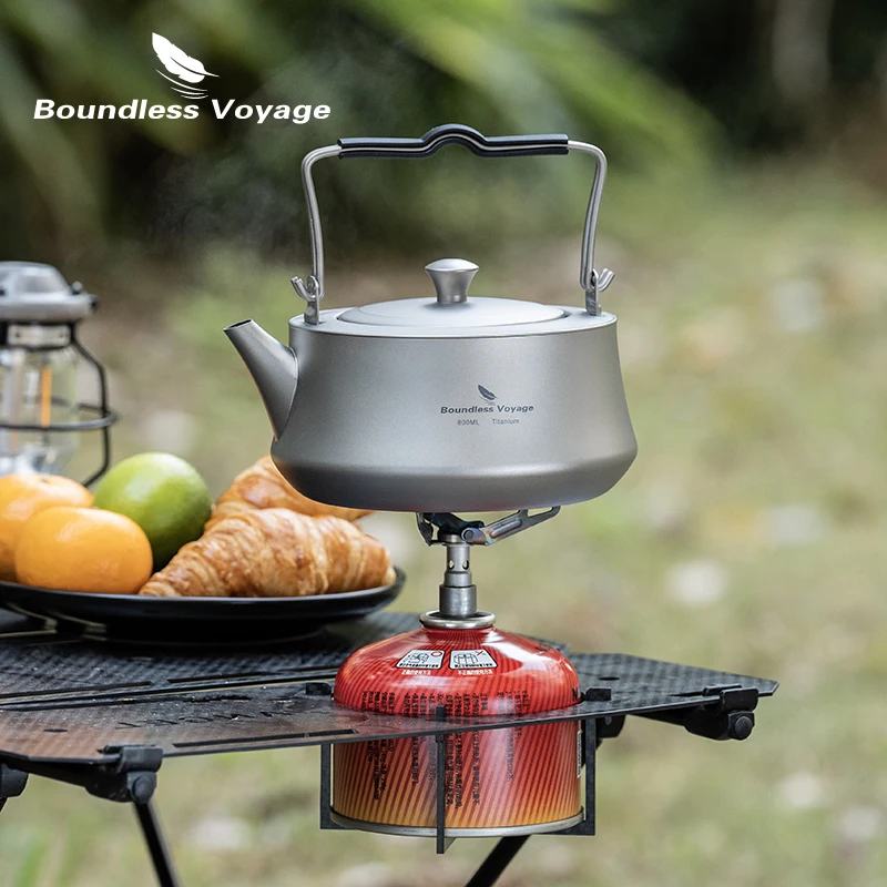 Boundless Voyage Titanium Kettle with Filter Outdoor Camping Teakettle Pot 800ml