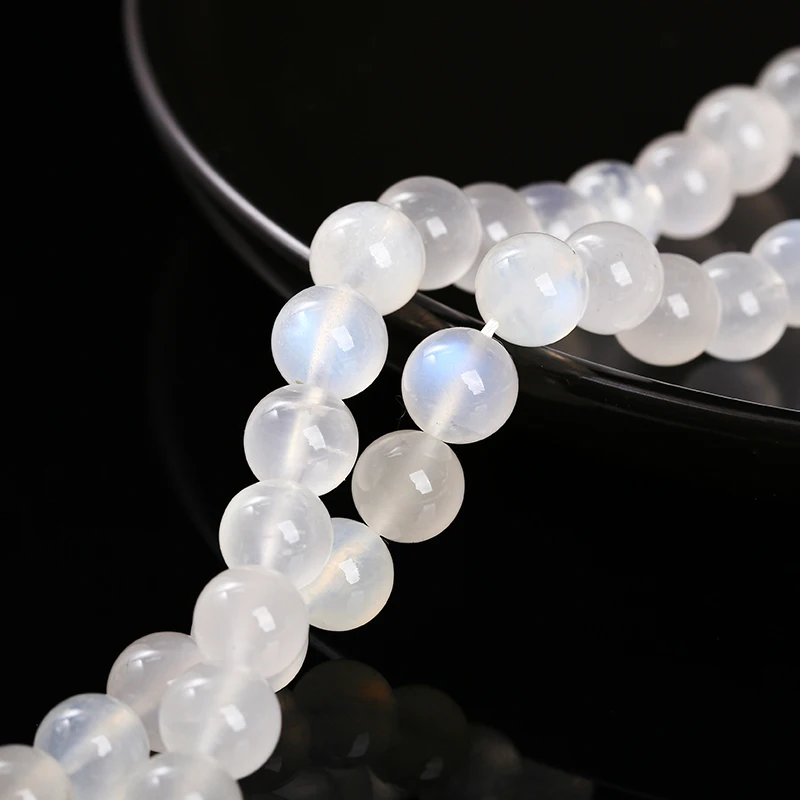 Perles de pierre de lune bleue naturelle, gemmes fines, perle brillante, entretoise At pour bijoux, collier de bricolage, accessoire de bracelet, qualité 5A