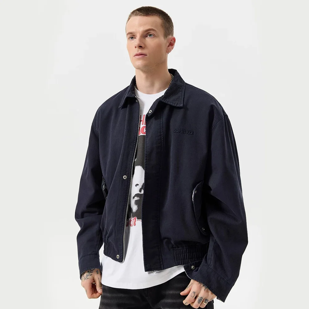 سترة منفوخة قصيرة أمريكية عتيقة للرجال ملابس الشارع الكورية موضة فضفاضة غير رسمية سترة البضائع Cityboy معطف ياباني ملابس خارجية