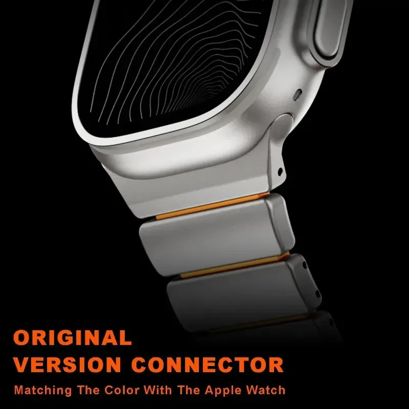 Titan-Silikonarmband für Apple Watch Ultra 4/3 49mm 46mm 45mm 44mm 42mm Luxus-Armband für IWatch Series 12 11 10 9 8 7 6 SE – Detail 1