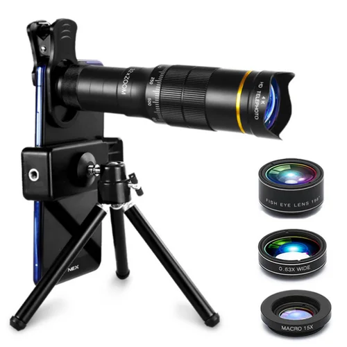 Telescopio Monocular profesional de 32x22x4K, lente de teléfono con Zoom HD, teleobjetivo con trípode, telescopio de Metal para turismo