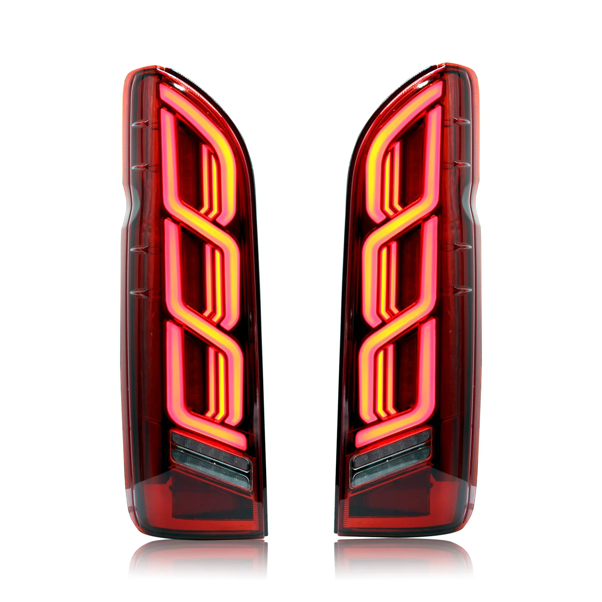 DK Motion Newest Car Tail Light Assembly for Toyota 200 Series HIACE 2005-2019 LED  Car Rear Lamp Real Reflection Film & Emark！！