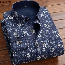 Flannel Men Shirt 2026 Autumn Winter Male Long Sleeve Plaid Shirt Thick Fleece Lined Soft Casual Flannel Warm Dress Shirt Male