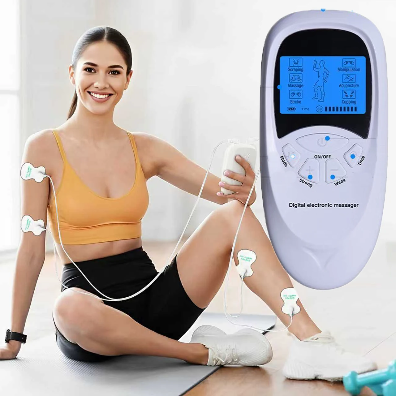 

Многофункциональный меридианный массажер с двумя канавками EMS и 6-режимным терапевтическим устройством TENS для облегчения боли, тренировки мышц, перезаряжаемый