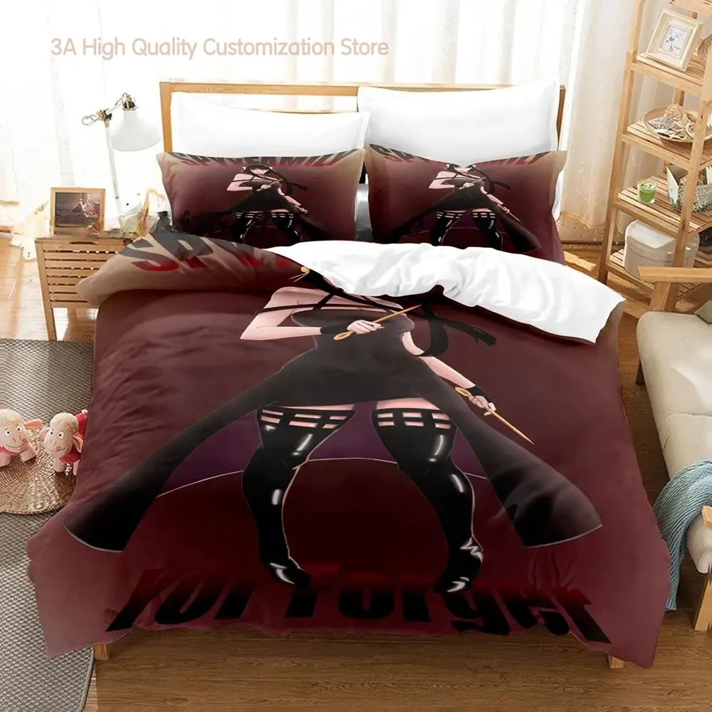 Spy Family Yor Forger Bedding Set Single Twin Full Queen King Size Bed Set Aldult Boys Bedroom Duvetcover Sets Anime Bed Sheet view 5