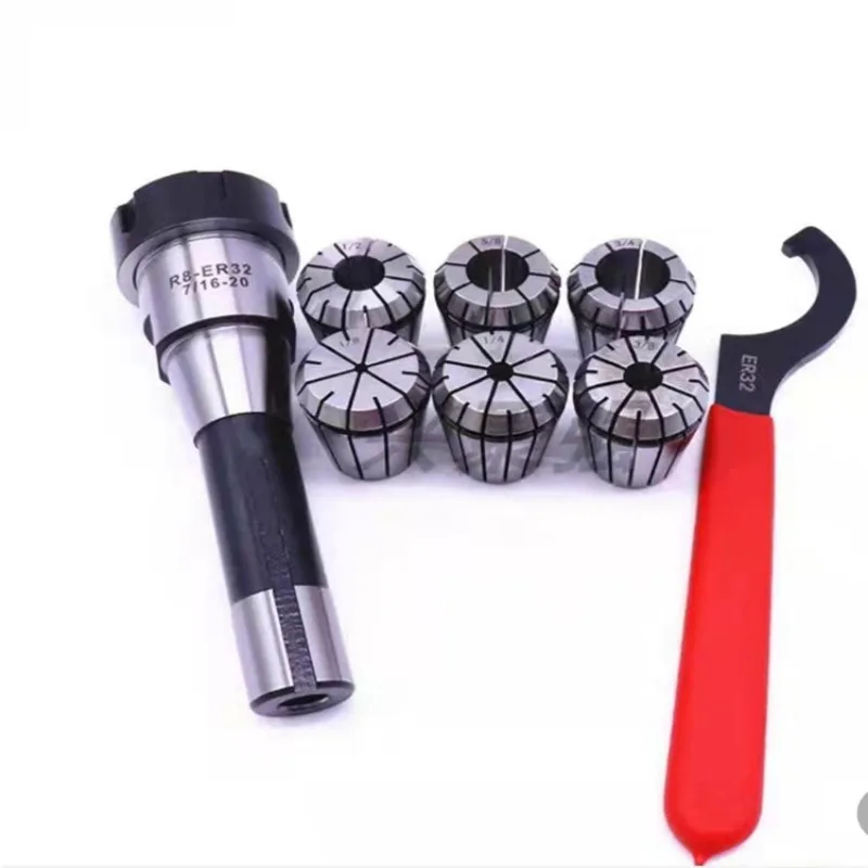 R8-ER32 Collet 6 Piece Set Turret Milling Machine Milling Collet Spring Clamp Hardening