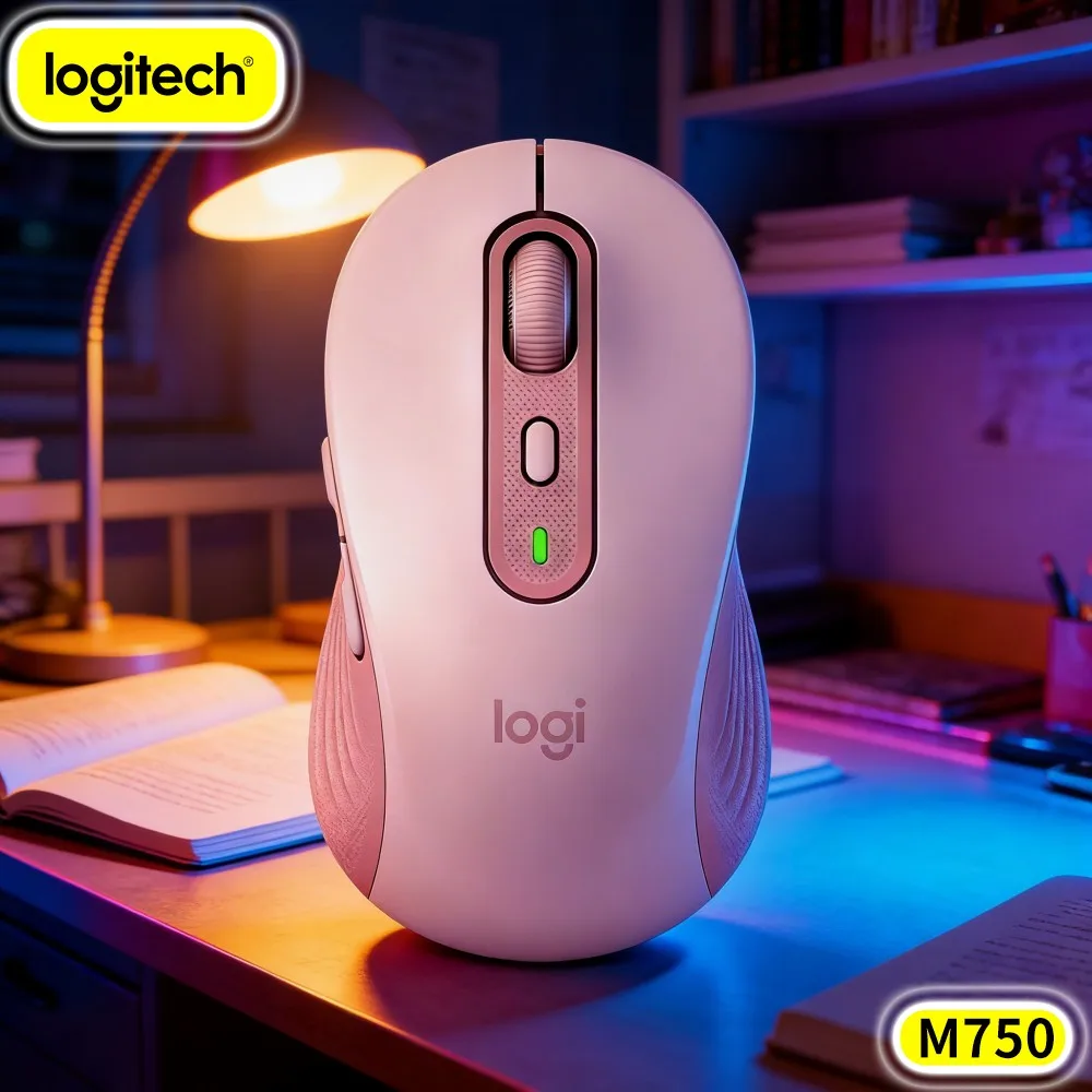 M750 Ergonomic Mouse - 90% Noise Reduction, Quiet Clicks, 3-Device Switch, 20-Month Battery, Study Essential