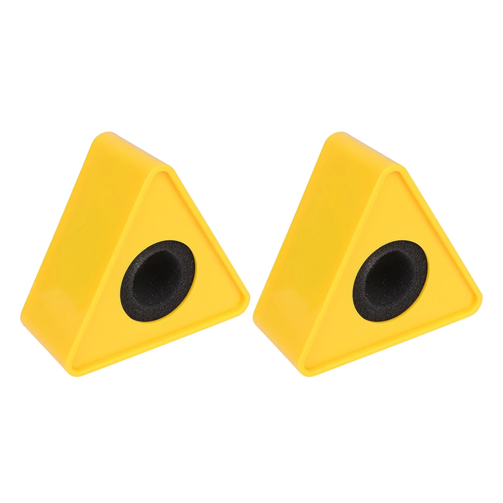 

2 Pcs Yellow Table Logo Microphone ABS Injection Station Flag Triangle for Interview Prop Cube