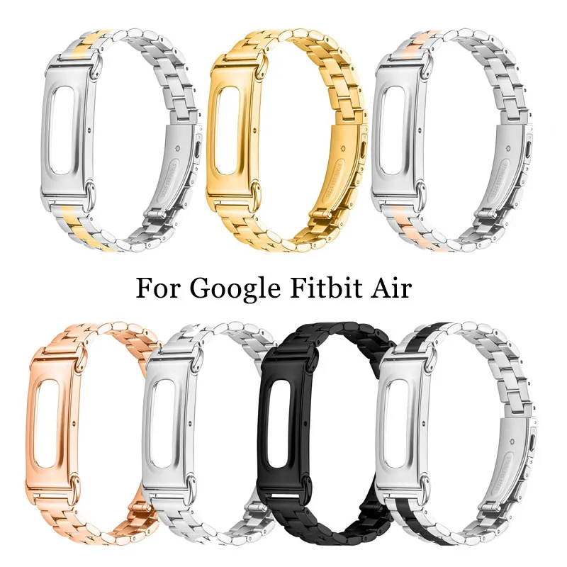 For Google Fitbit Air Strap Stainless Steel 3‑Link Solid Metal Smart Watch Band For Fitbit Google Air Bracelet Accessories