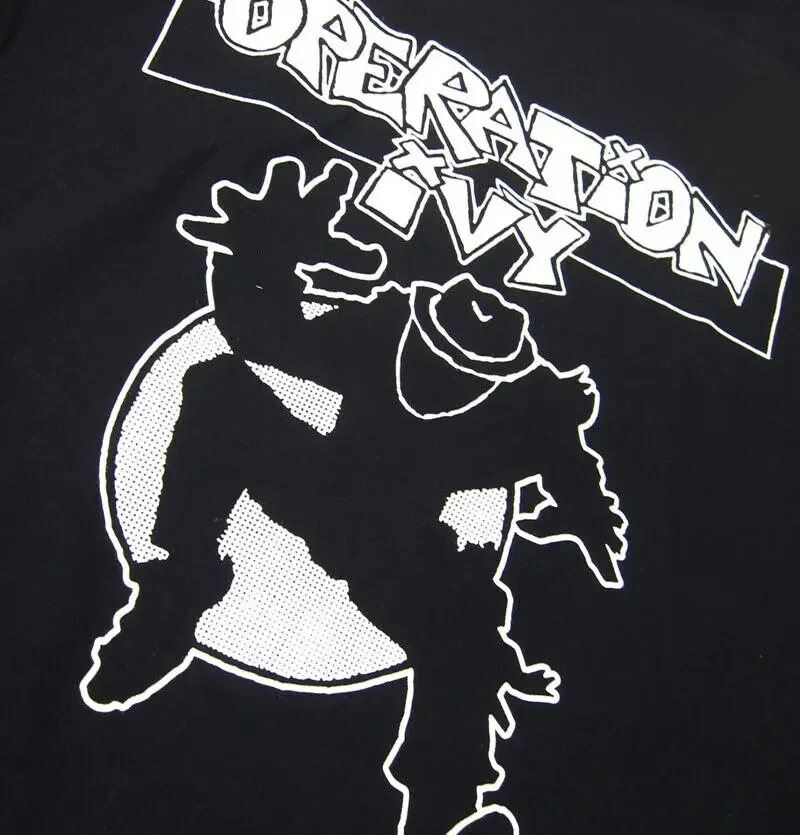 New Operation Ivy SKA Man Logo Black & White Punk Band T-Shirt badhabitmerch