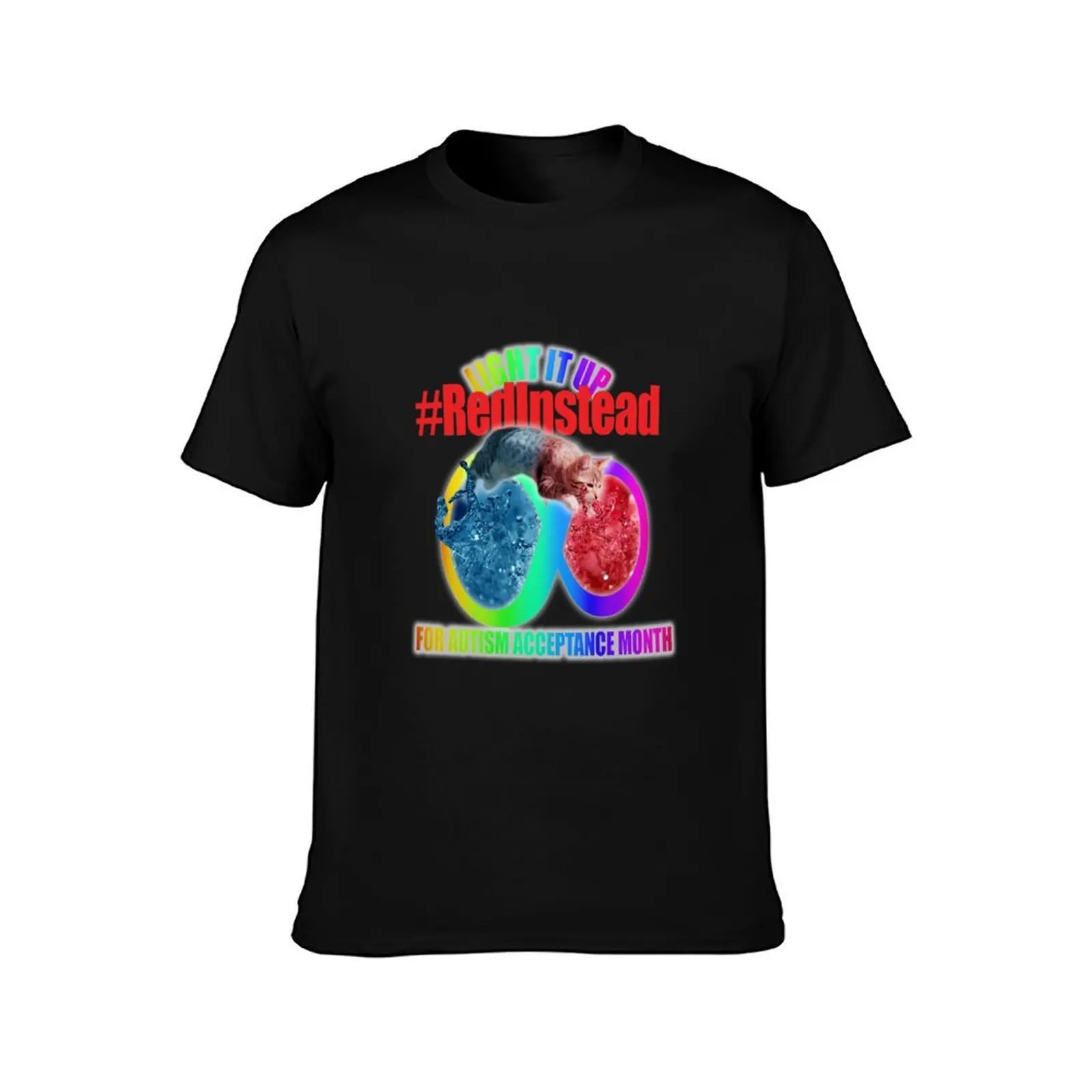 Red Instead for Autism Acceptance T-Shirt Thanksgiving Casual Tee T-Shirt