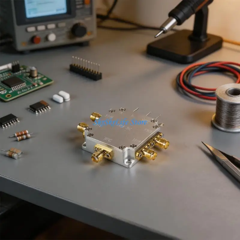e65e-10mhz-to-3ghz-threaded-distribution-module-4-way-divider-with-50-ohm-and-1w-input-for-clock-sharing-communication-routing
