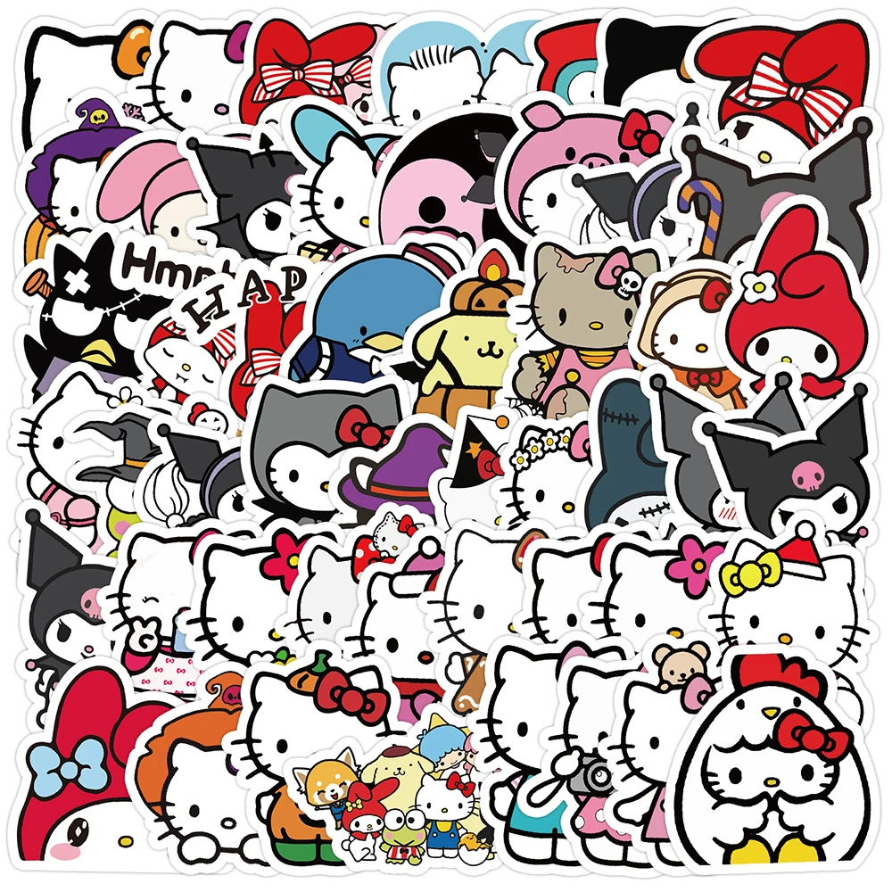 10/30/50PCS Mixed Sanrio Anime Cartoon Cute Kuromi Hello Kitty DIY Luggage Guitar Fridge Laptop Funny Graffiti Sticker Toy Gift