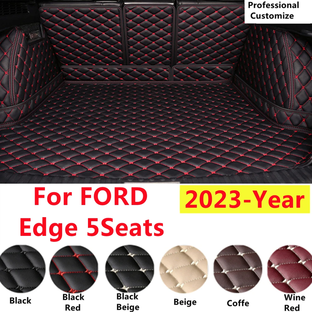 

SJ Full Set XPE Leather Custom Fit For FORD Edge 5Seats 2023 YEAR Fittings Car Trunk Mat Tail Boot Tray Liner Rear Cargo