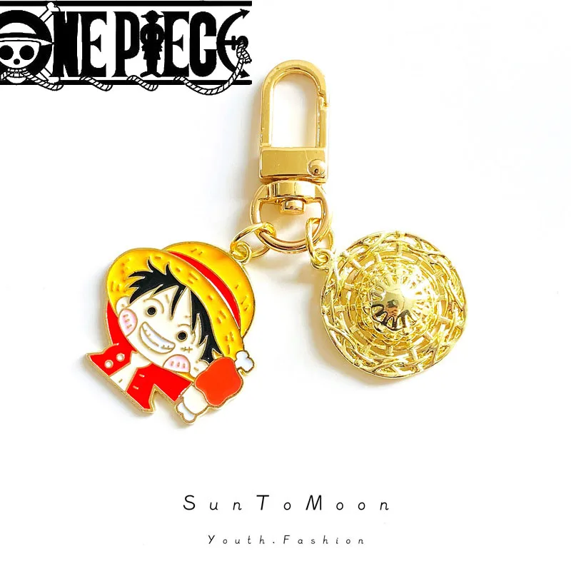 One Piece Luffy Anime Keychain Roronoa Zoro Nami Sanji Cute Metal AirPods Backpack Pendant Cute Keychains Children Birthday Gift