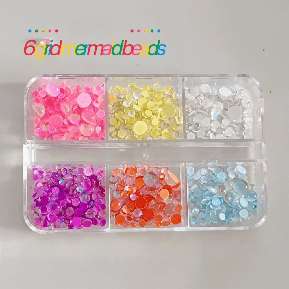 1 Box Rainbow Mermaid Tears Nail Art Charms DIY Half Spherical Glass Macaron Bubble Beads Summer Aurora Aurora Nail Decorations