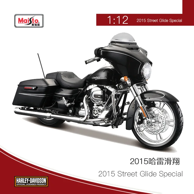 Genuine Maisto Cars Toys For Collector Harley Glide Motorcycle Harley Davidson 1:12 Heavy Locomotive Model Simulation Boy Play