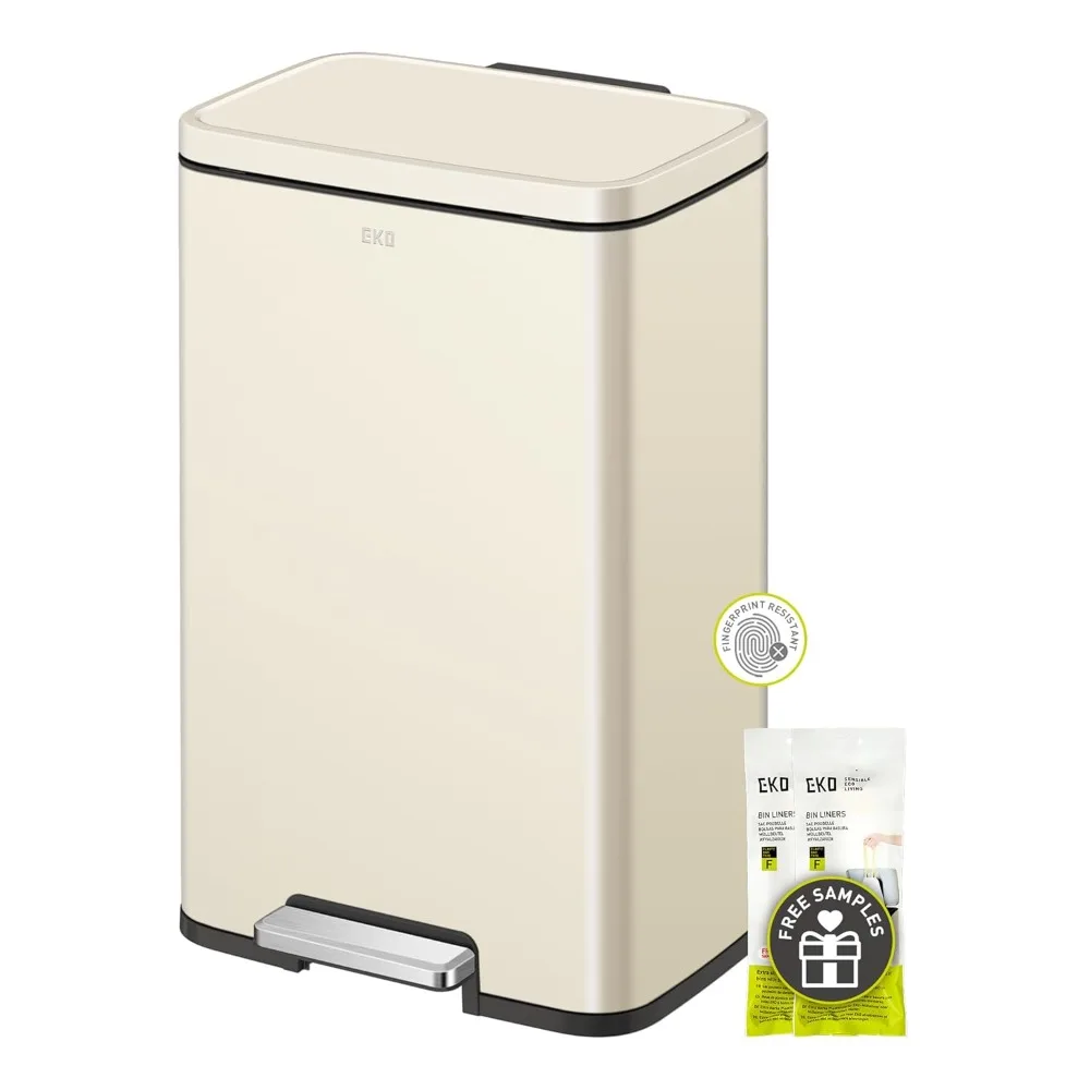 

Madison Vanilla Stainless Steel 50 Liter/13.2 Gallon Step Trash Can with Inner Liner - Fingerprint Resistant Finish