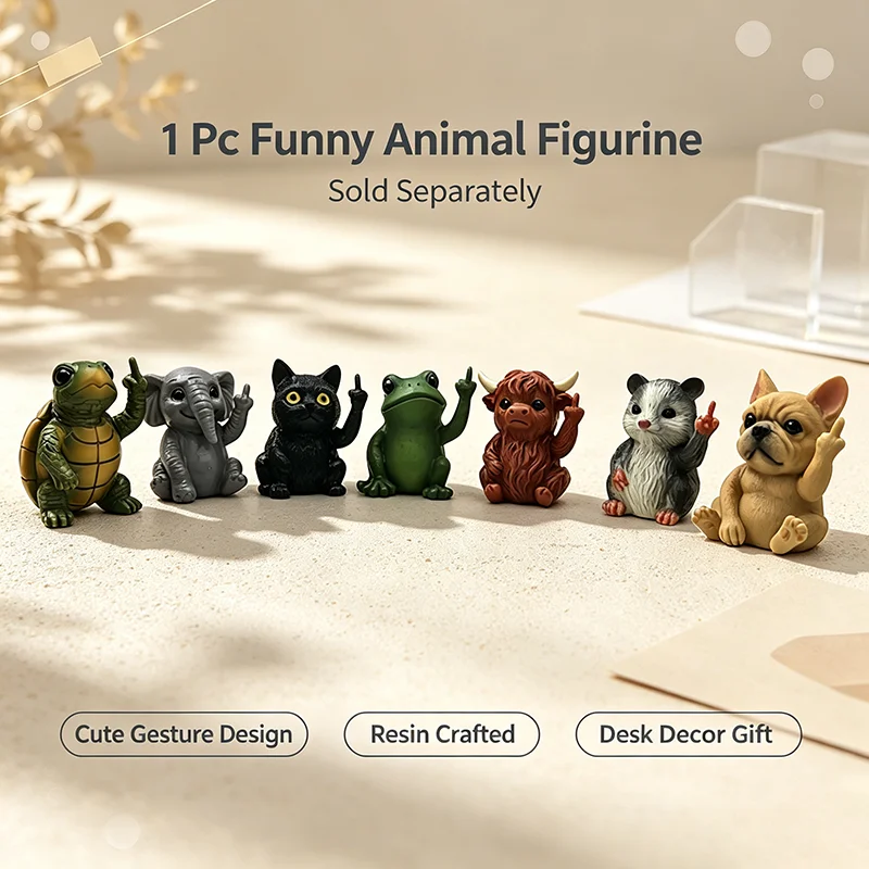 Funny Middle Finger Resin Animal Figurine Cute Novelty Desktop Ornament Creative Home Office Table Decor Prank Gift For Friends