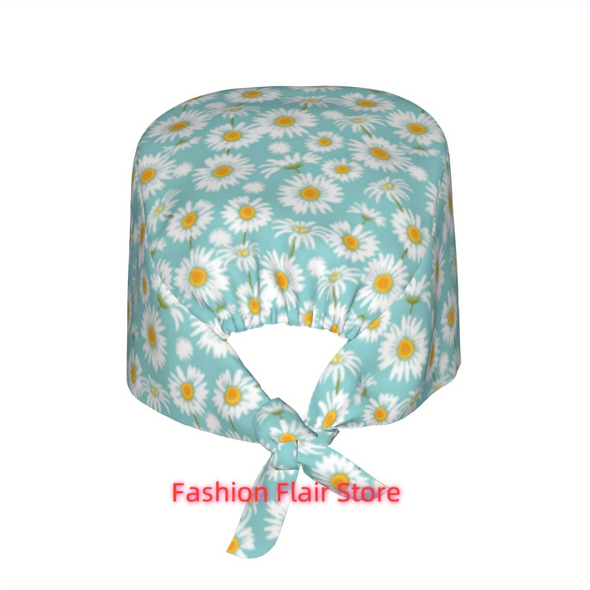 Sunny Daisies Unisex Work Cap Adjustable Lightweight with Lace Up Desig Dust Proof Suitable for Nurses and Chefs