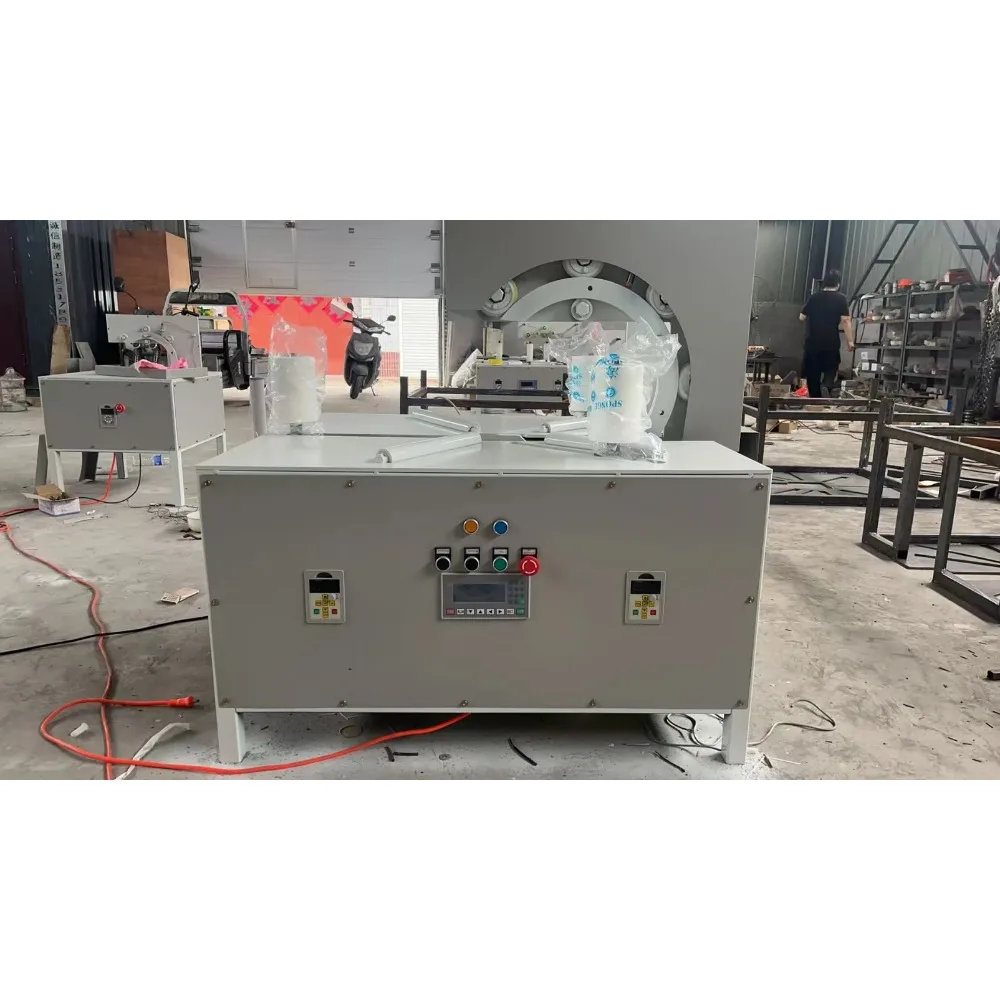 Horizontal Ring‑Type Automatic Coiled Hose Film Wrapping Machine, Industrial Hose Reel Stretch Film Packing Wrapping Equipment