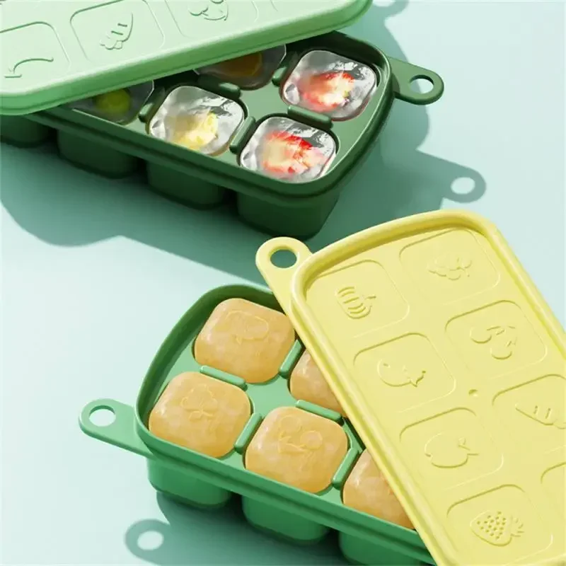 Home Freezing Silicone Molds Ice Boxes Ice Storage  With Lid Baby Mold Household Use Food Grade Refrigeration Mould Kitchen Bar