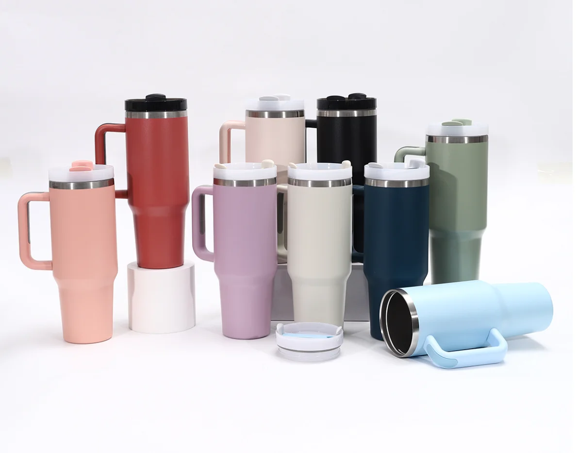 Kubek ze stali nierdzewnej o pojemności 40 uncji z uchwytem i słomką, izolowany próżniowo kubek samochodowy do kawy, lodów, zimnych napojów, kubek podróżny o dużej pojemności