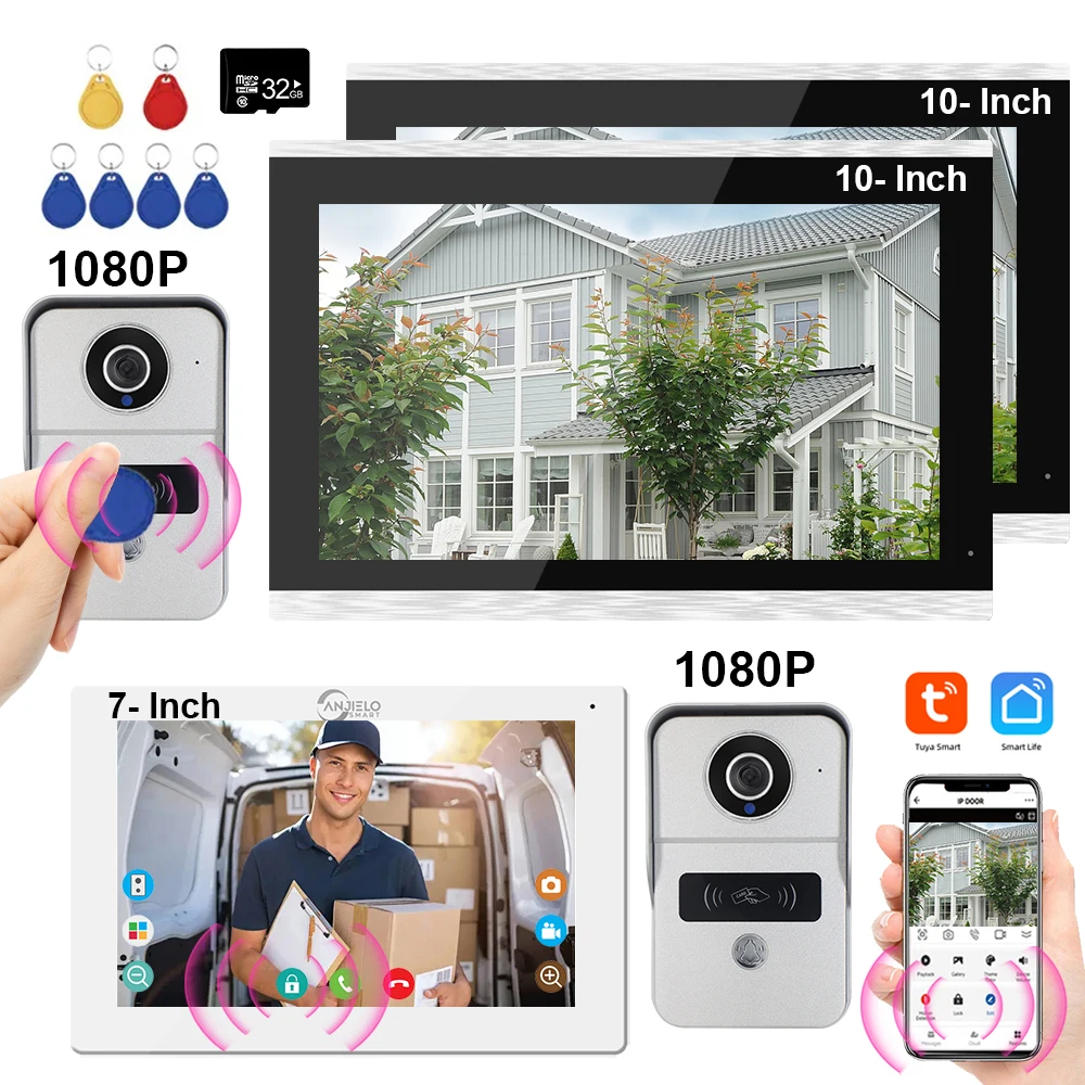 

1080P Intercom in Private House Tuya Remote Unlock Intercoms for Home Video Entry Phone Door System Security Protection Doorbell