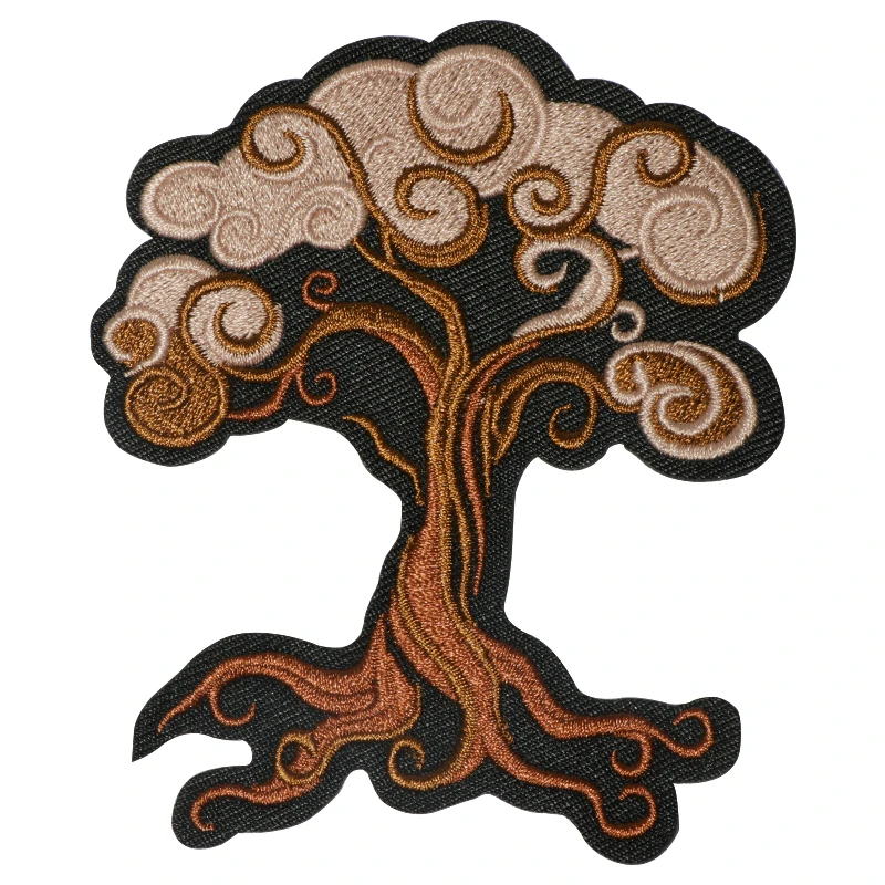 1PC Ancient Tree Embroidered Patch Iron On Sew On Patches For Clothing Cap Bag Jacket DIY Gift Vintage Badge With Hot Adhesive