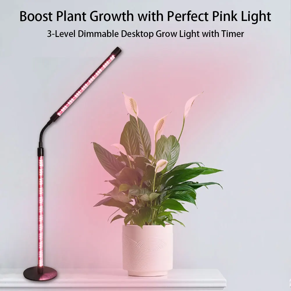 

Grow Lights for Indoor Plants, Four Head LED Grow Light with Full Spectrum, Pink Red light Spectrum for Indoor Plant Growing