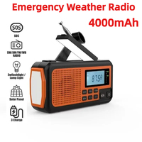 Emergency Radio 4000mah Hand Crank Solar NOAA Weather Radio AM/FM Portable Battery Operated Radio SOS Alert for Home Survival