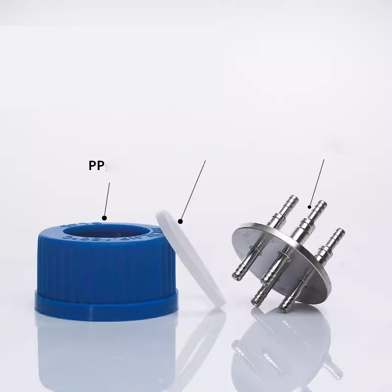 Blue cap reagent bottle transparent glass silk mouth reagent bottle GL45 screw mouth laboratory stainless steel feeding bottle
