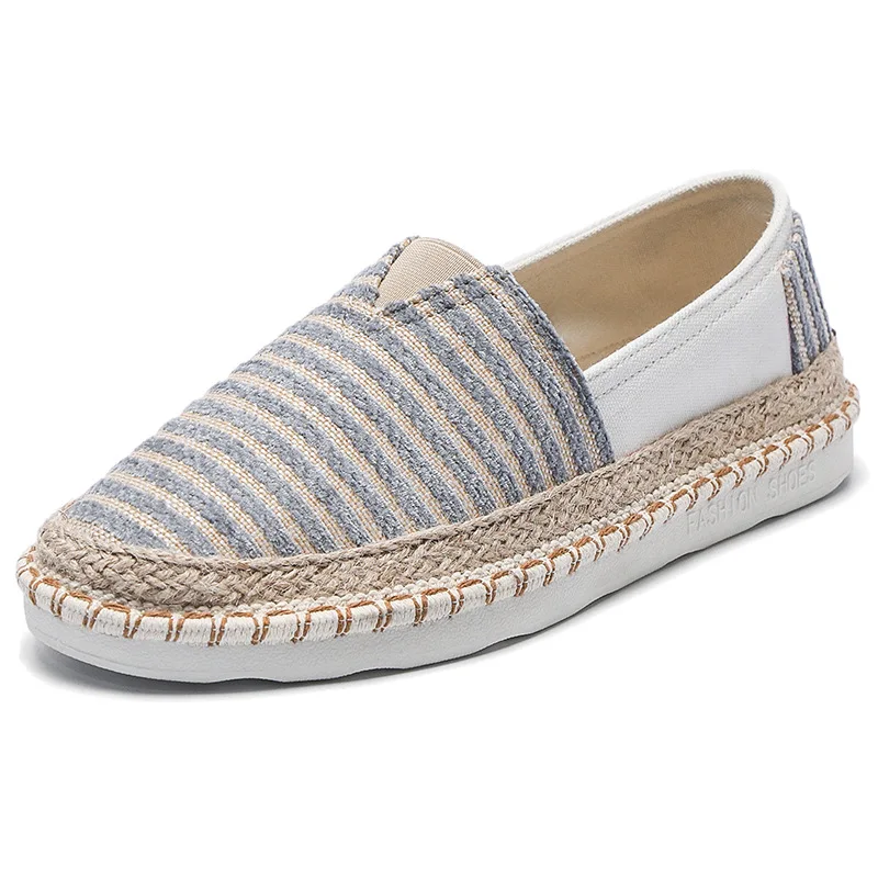 2023 Summer New Men Shoes Fashion Woven Stripes for Comfort Breathable Lightweight Casual Canvas Shoes for Men Zapatos De Hombre