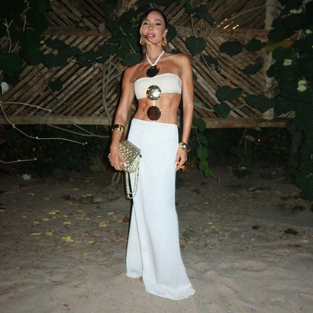 قطعتين التستر البيكينيات 2025 مثير النساء المايوه ملابس السباحة الإناث الأبيض مجموعة البكيني ثوب السباحة مايوهات فستان شبكي