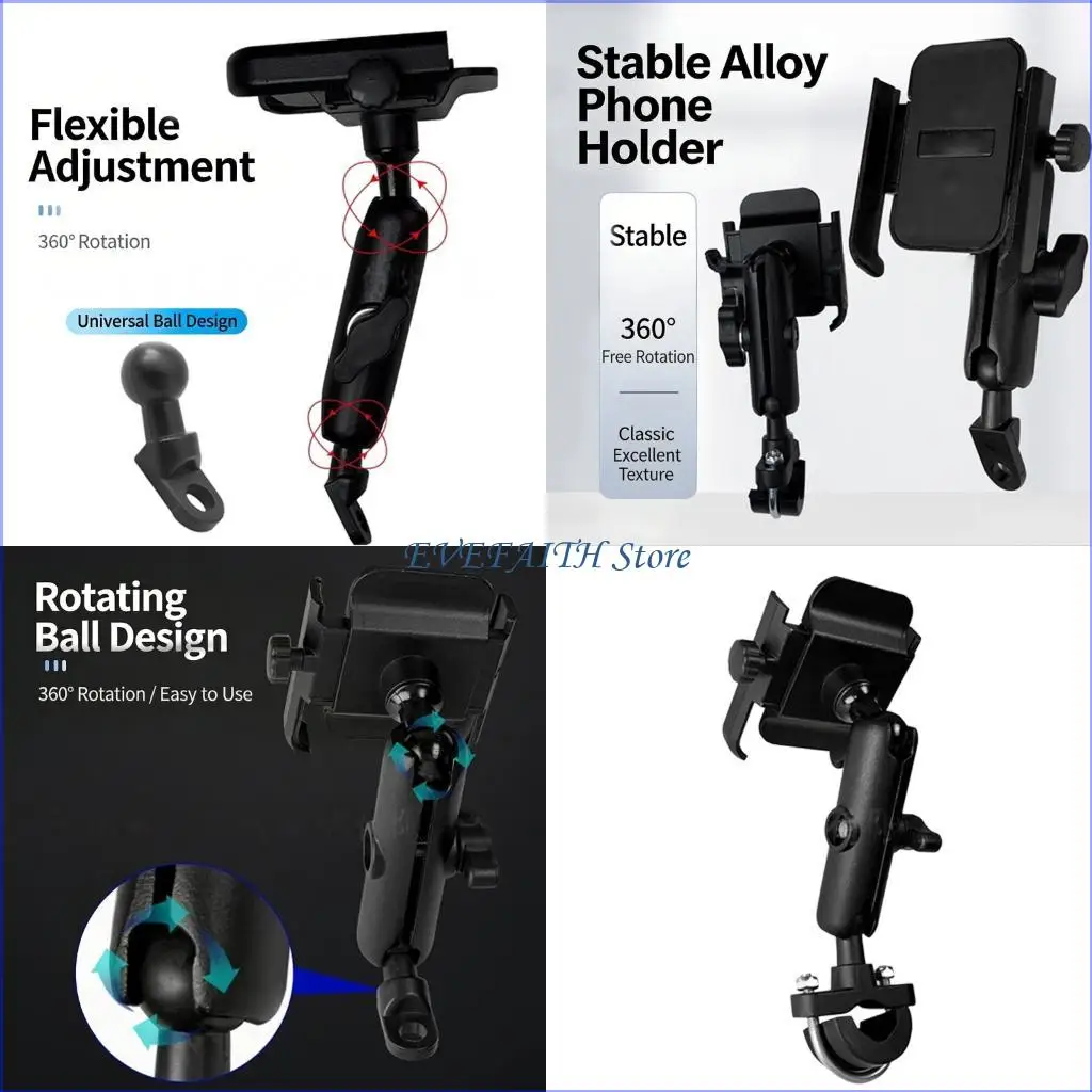 

124B Anti Slip Motorcycle Smartphone Holder with Tool Setups & Wide Compatibility Stand for Smooth Rides