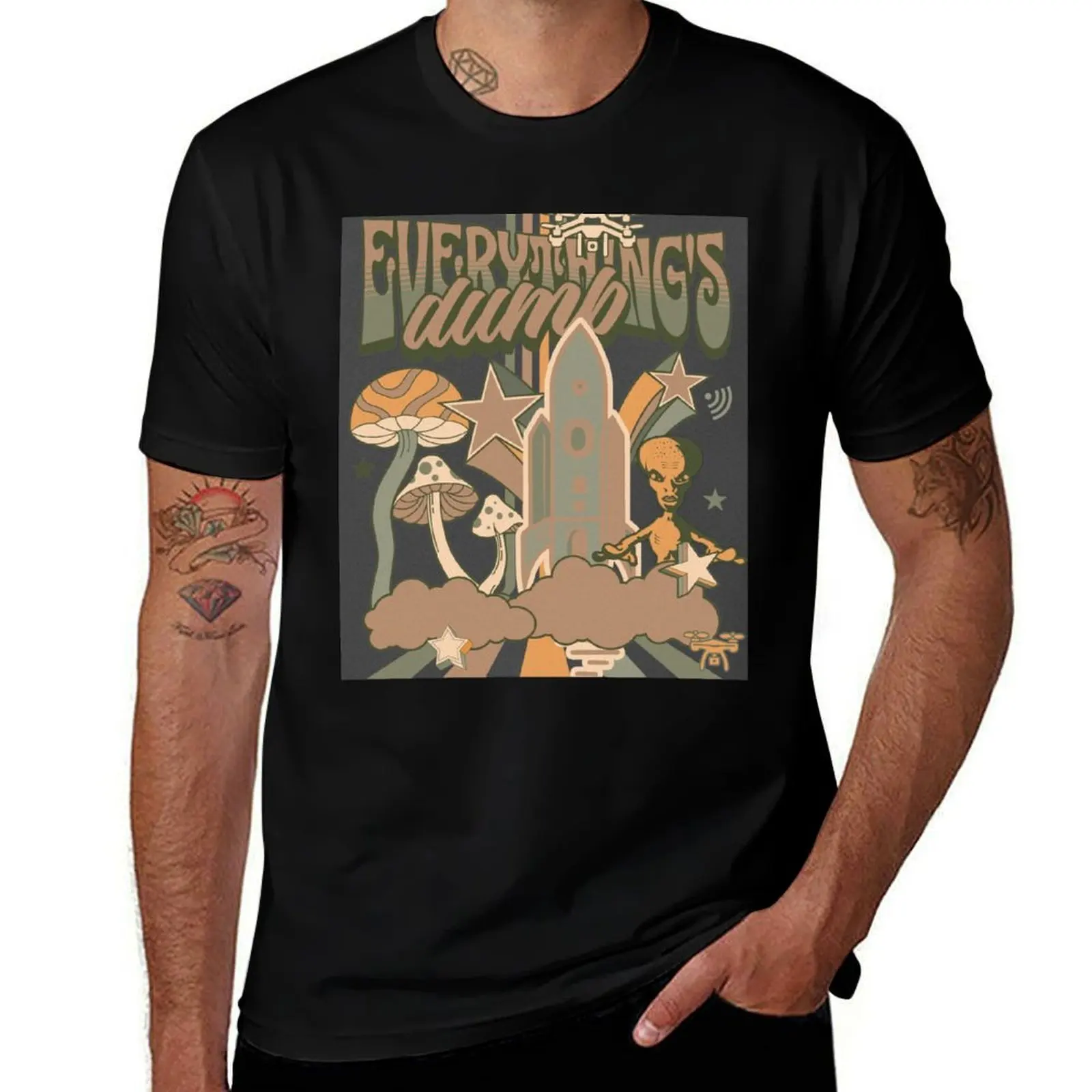 

Everything’s Dumb – Analog Broadcast (Sepia Alien Retro) T-Shirt anime tshirt street wear Men's cotton t-shirt