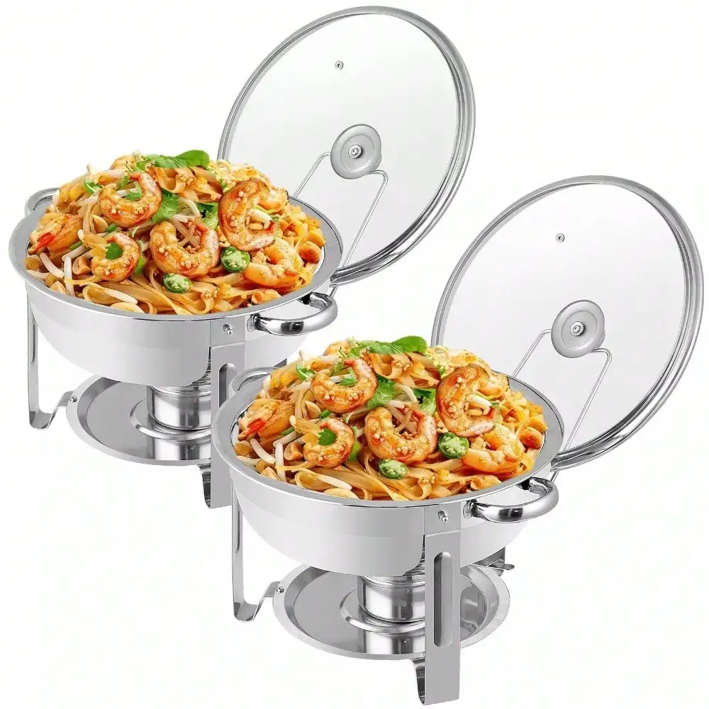 

Chafing Dish Buffet Set 5 QT 2 Packs Stainless Steel Buffet Servers and Warmers