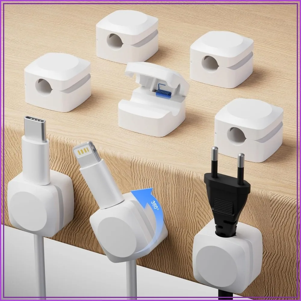 Rotatable Cable Organizer with Strong Adhesive Clips